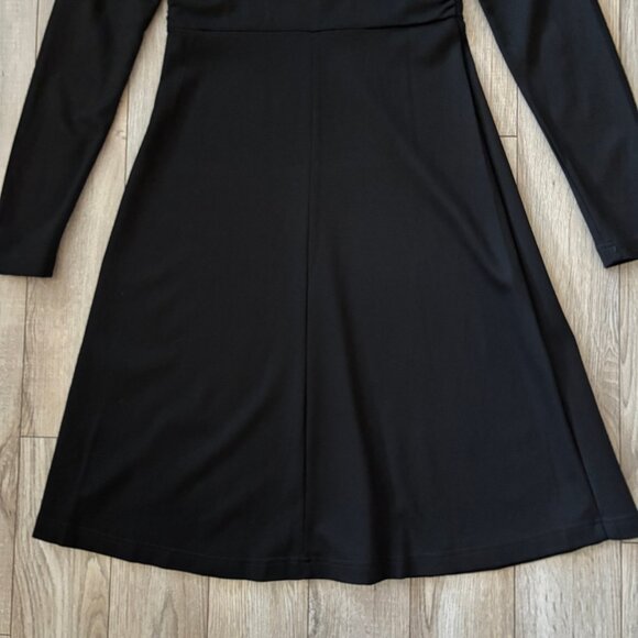 Eddie Bauer Faux Wrap Long Sleeve Black Dress Womens Size Small Travel Comfycore - Picture 10 of 13